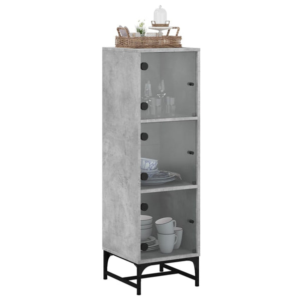 Highboard Betongrau mit Glastüren 35x120 cm