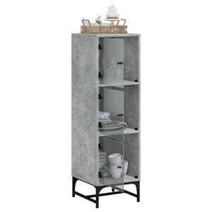 Highboard Betongrau mit Glastüren 35x120 cm