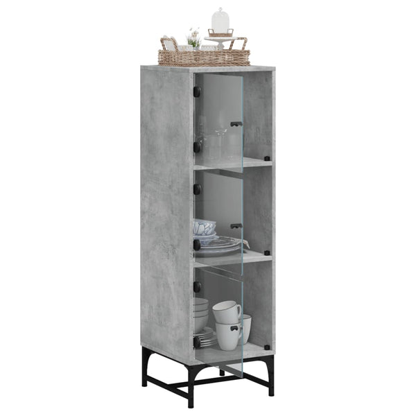 Highboard Betongrau mit Glastüren 35x120 cm
