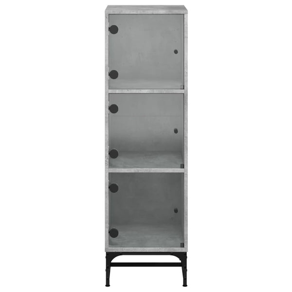 Highboard Betongrau mit Glastüren 35x120 cm