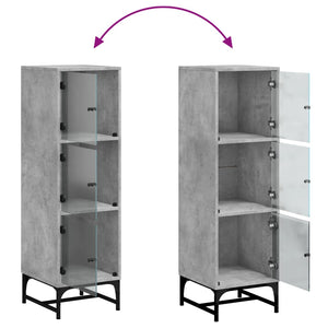 Highboard Betongrau mit Glastüren 35x120 cm