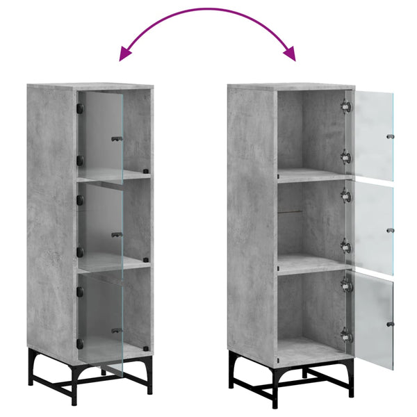 Highboard Betongrau mit Glastüren 35x120 cm