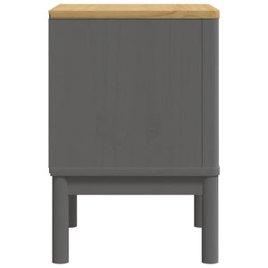 Grauer Nachttisch Kiefer Massivholz 45x57 cm