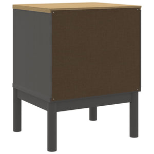 Grauer Nachttisch Kiefer Massivholz 45x57 cm