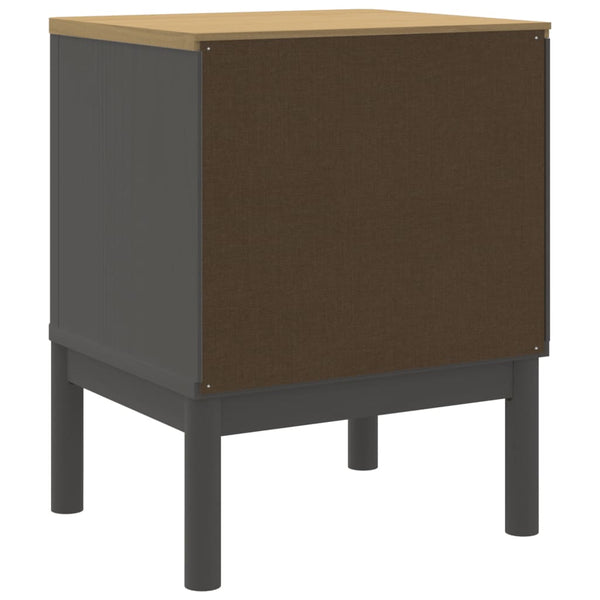 Grauer Nachttisch Kiefer Massivholz 45x57 cm