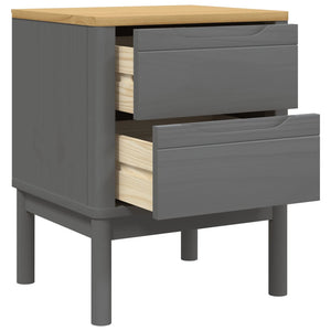 Grauer Nachttisch Kiefer Massivholz 45x57 cm