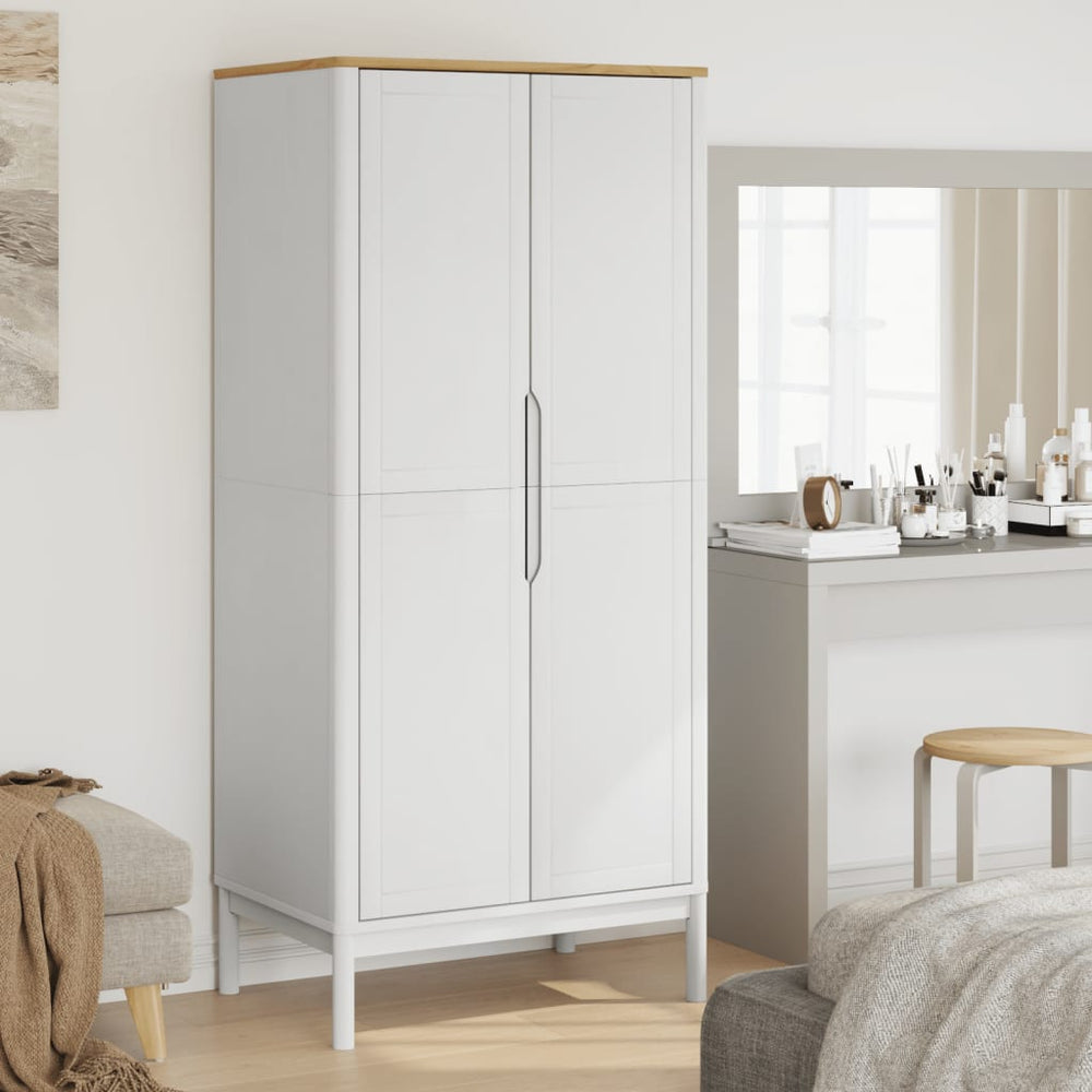 Weißer Kleiderschrank FLORO Kiefer Massivholz 77x171cm