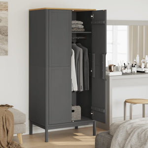 Kleiderschrank Grau Kiefer Massivholz 77x53x171cm
