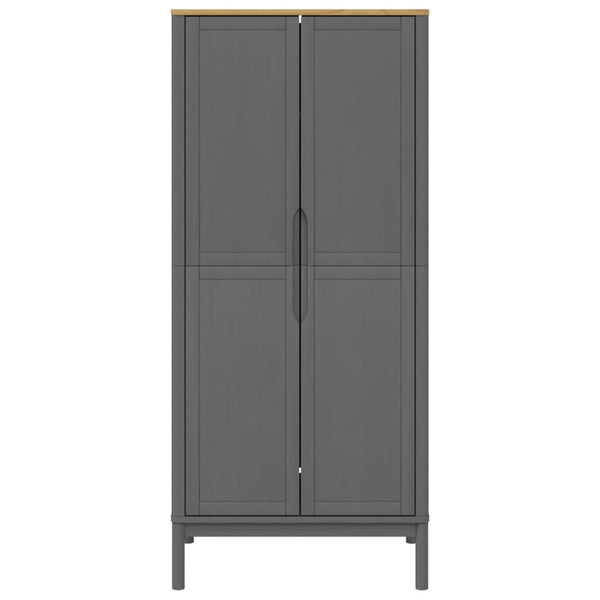 Kleiderschrank Grau Kiefer Massivholz 77x53x171cm