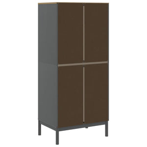 Kleiderschrank Grau Kiefer Massivholz 77x53x171cm