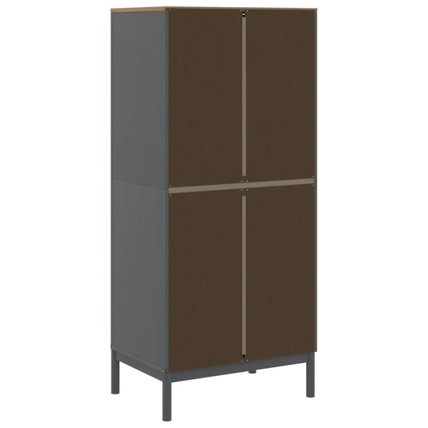 Kleiderschrank Grau Kiefer Massivholz 77x53x171cm
