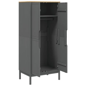 Kleiderschrank Grau Kiefer Massivholz 77x53x171cm