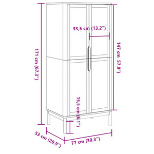 Kleiderschrank Grau Kiefer Massivholz 77x53x171cm