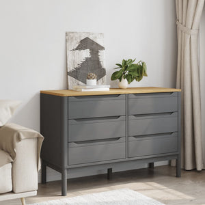 Graue Kiefer Massivholzkommode FLORO