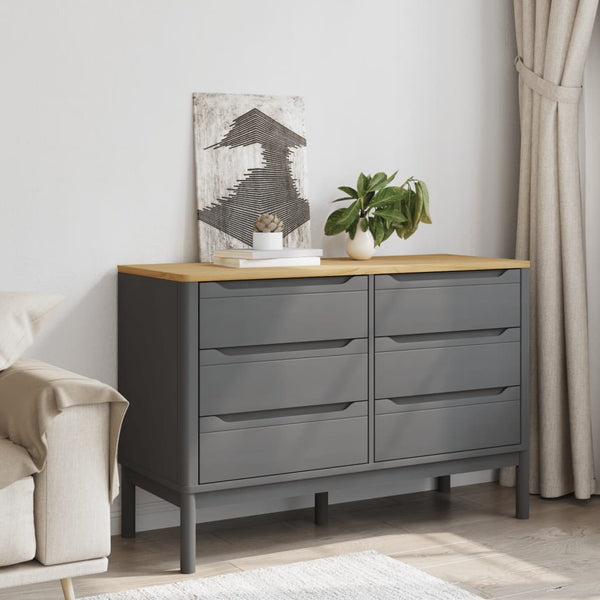 Graue Kiefer Massivholzkommode FLORO