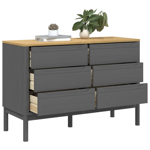 Graue Kiefer Massivholzkommode FLORO