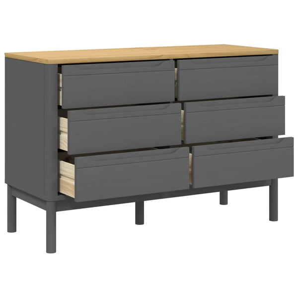 Graue Kiefer Massivholzkommode FLORO