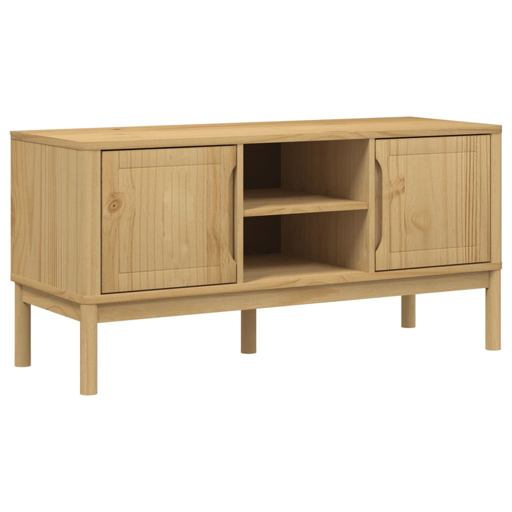 TV-Schrank Kiefer Massivholz Wachsbraun 114 cm