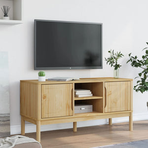 TV-Schrank Kiefer Massivholz Wachsbraun 114 cm