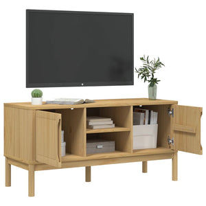 TV-Schrank Kiefer Massivholz Wachsbraun 114 cm