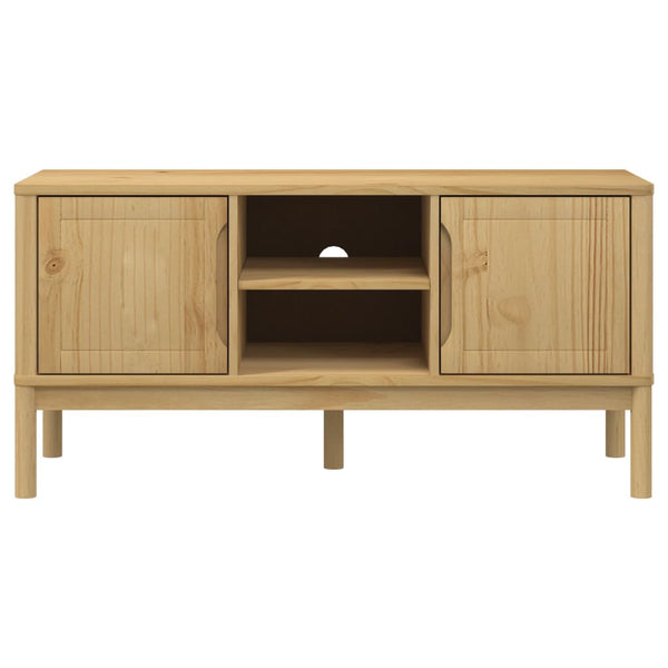 TV-Schrank Kiefer Massivholz Wachsbraun 114 cm