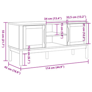 TV-Schrank Kiefer Massivholz Wachsbraun 114 cm