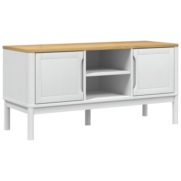 TV-Schrank Weiß 114 cm Kiefer Massivholz
