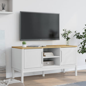 TV-Schrank Weiß 114 cm Kiefer Massivholz