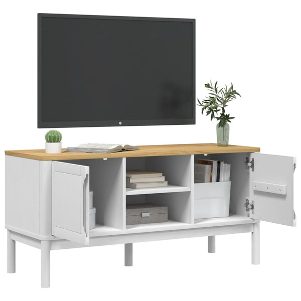 TV-Schrank Weiß 114 cm Kiefer Massivholz