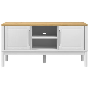 TV-Schrank Weiß 114 cm Kiefer Massivholz