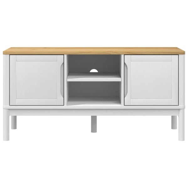 TV-Schrank Weiß 114 cm Kiefer Massivholz