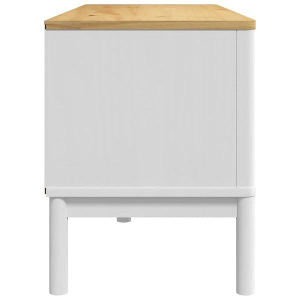 TV-Schrank Weiß 114 cm Kiefer Massivholz