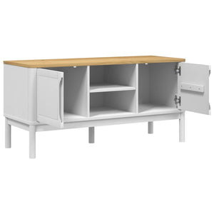 TV-Schrank Weiß 114 cm Kiefer Massivholz