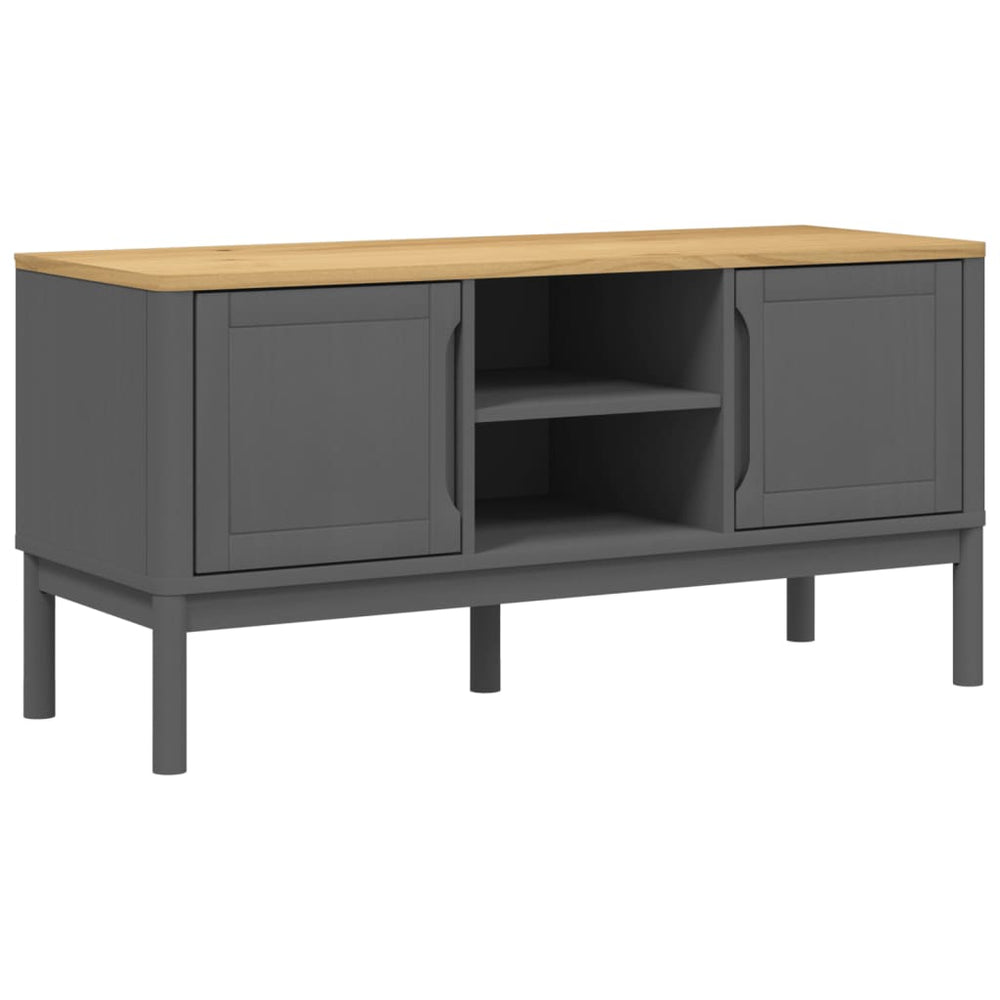 TV-Schrank Grau Kiefer Massivholz 114 cm