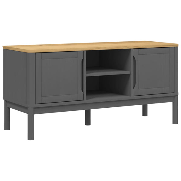 TV-Schrank Grau Kiefer Massivholz 114 cm