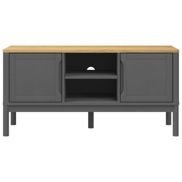 TV-Schrank Grau Kiefer Massivholz 114 cm