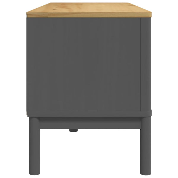 TV-Schrank Grau Kiefer Massivholz 114 cm