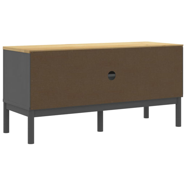 TV-Schrank Grau Kiefer Massivholz 114 cm