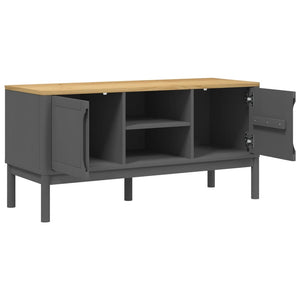 TV-Schrank Grau Kiefer Massivholz 114 cm