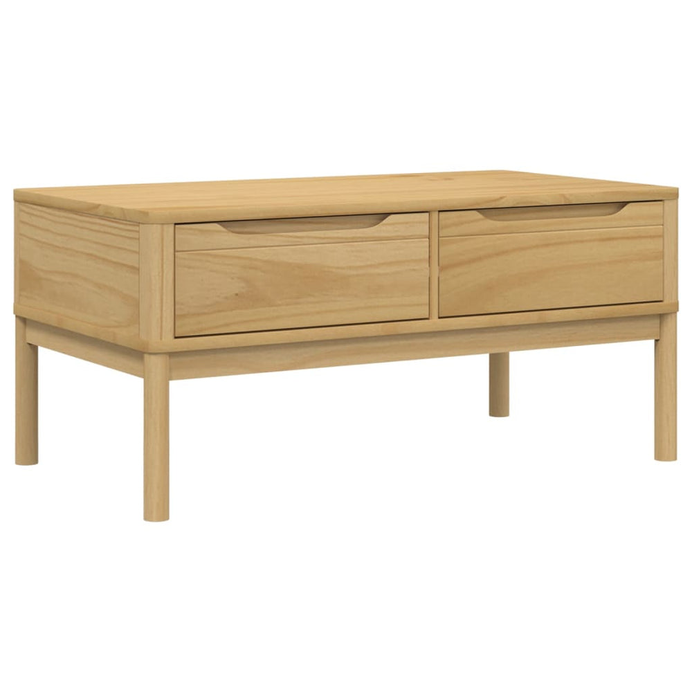 vidaXL Coffee Table FLORO Waxed Brown 99x55.5x45 cm Solid Pine Wood
