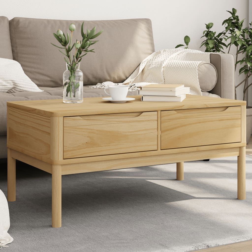 vidaXL Table basse FLORO marron ciré 99x55,5x45 cm pin massif