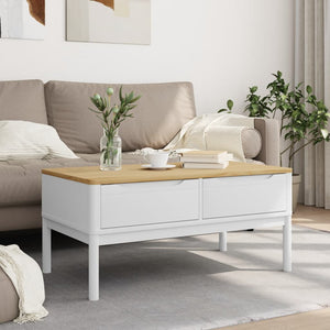 vidaXL Table basse FLORO Blanc 99x55,5x45 cm Bois de pin massif