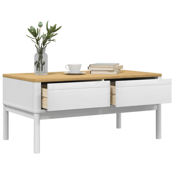 vidaXL Table basse FLORO Blanc 99x55,5x45 cm Bois de pin massif