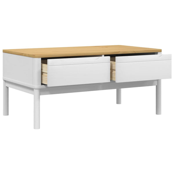 vidaXL Table basse FLORO Blanc 99x55,5x45 cm Bois de pin massif