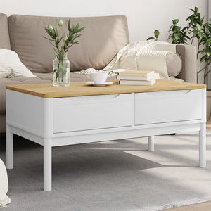 vidaXL Table basse FLORO Blanc 99x55,5x45 cm Bois de pin massif