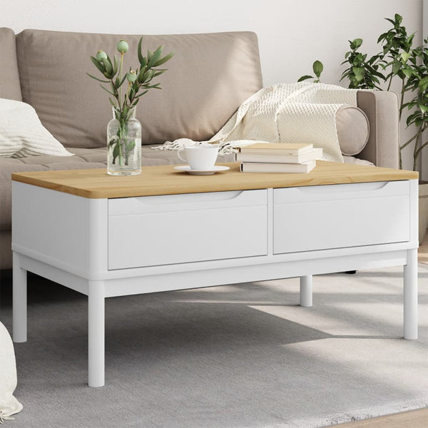 vidaXL Table basse FLORO Blanc 99x55,5x45 cm Bois de pin massif