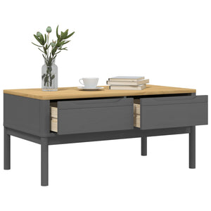 Grauer Couchtisch FLORO, Kiefer Massivholz 99cm