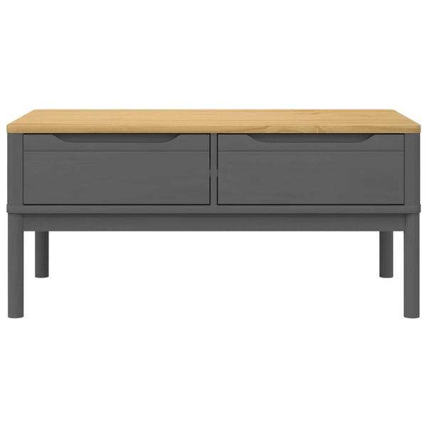 Grauer Couchtisch FLORO, Kiefer Massivholz 99cm