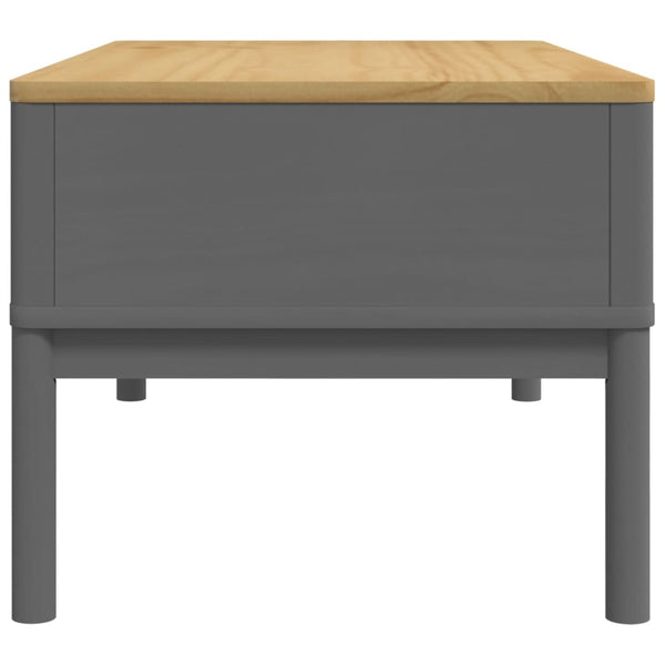 Grauer Couchtisch FLORO, Kiefer Massivholz 99cm