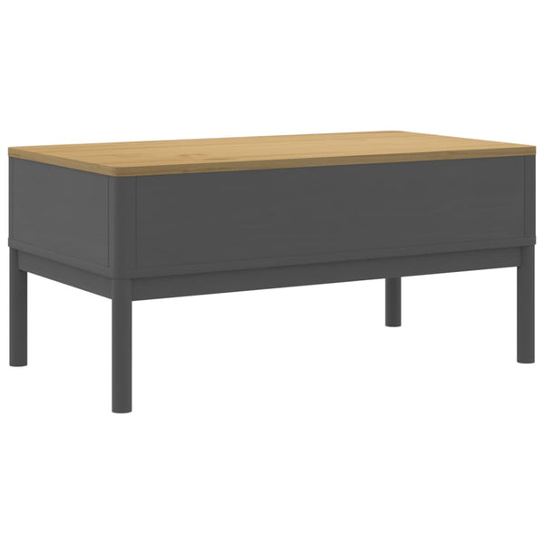 Grauer Couchtisch FLORO, Kiefer Massivholz 99cm